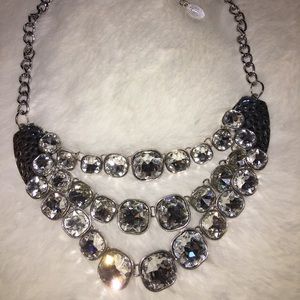 Shimmery Silver Necklace with Matching Earrings